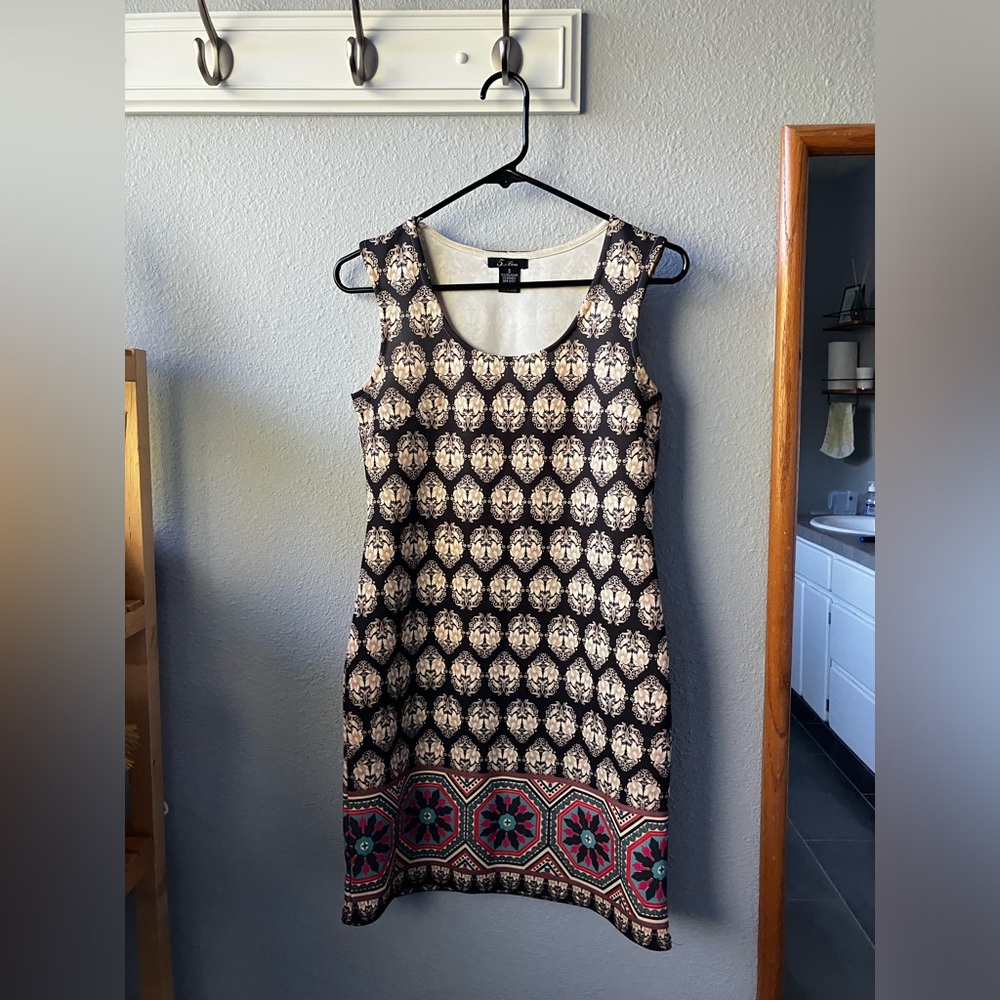 Patterned mini dress, sleeveless